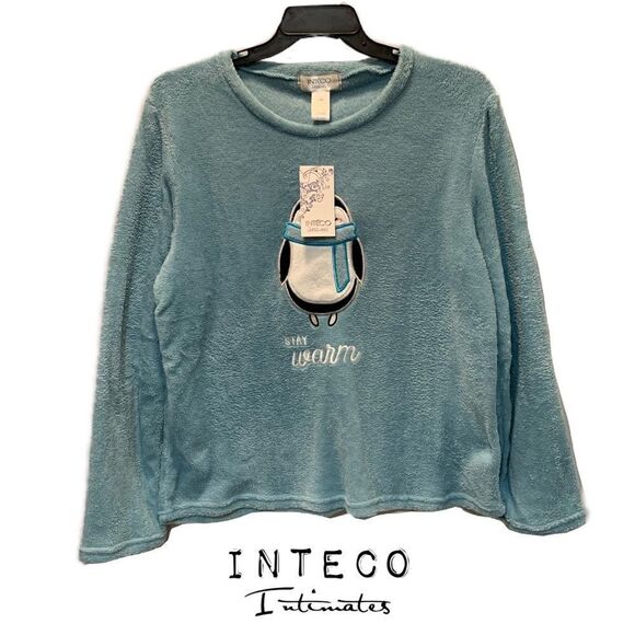 NWT INTECO intimates 3X plush fleece penguin long sleeve top - Picture 10 of 12